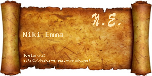 Niki Emma névjegykártya